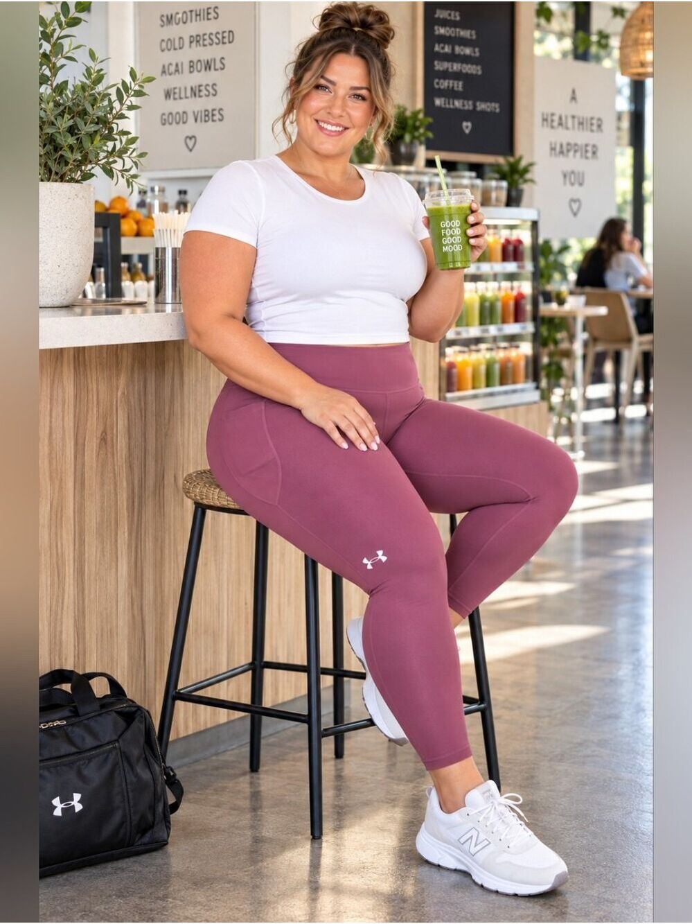 Under Armour Tech HeatGear Fuchsia Ankle Leggings 1X Athleisure Gym Workout - Picture 6 of 11
